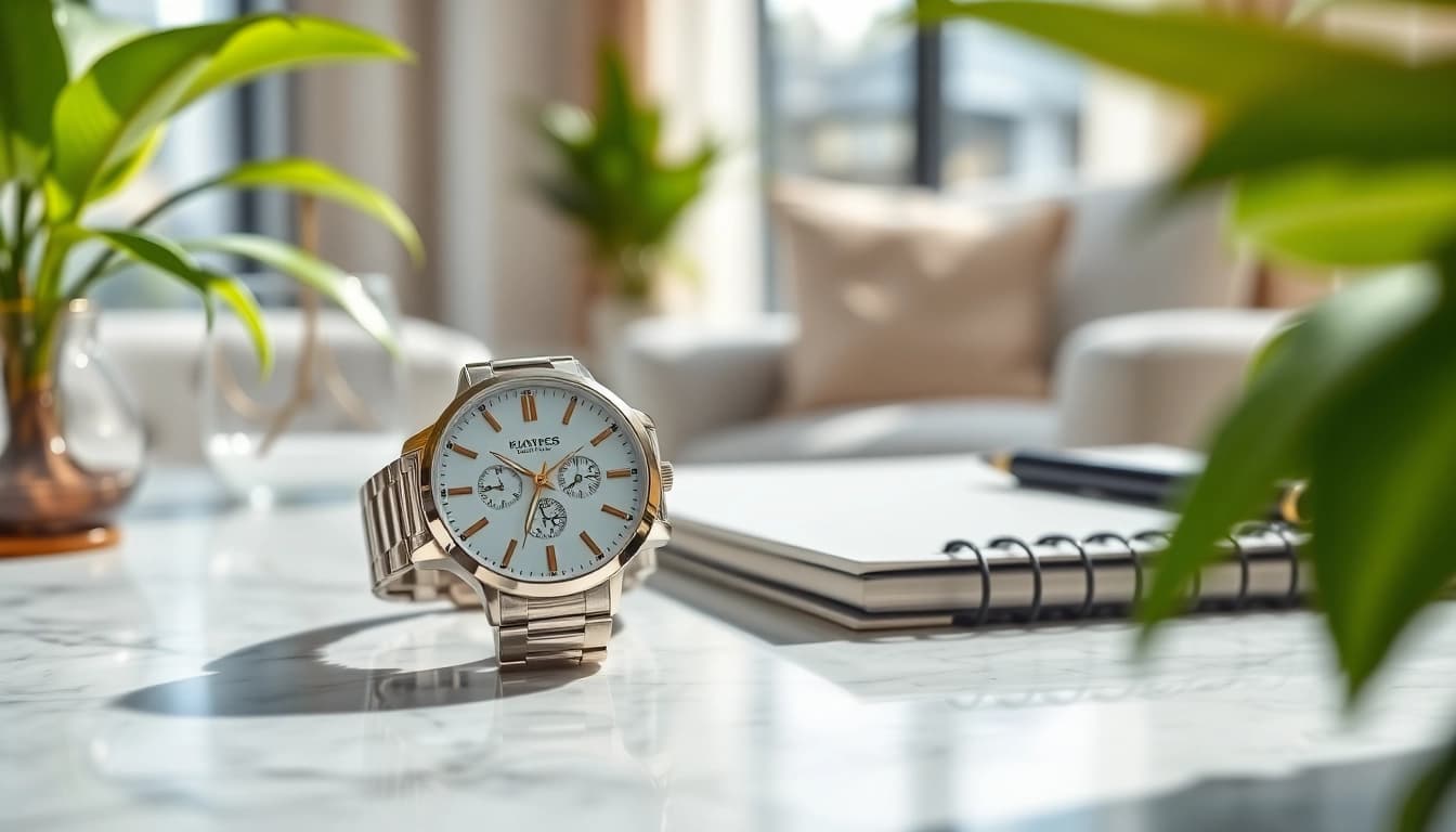 Showcase of a Ladies Classic Smart Watch with elegant design and bright sunlight reflections.