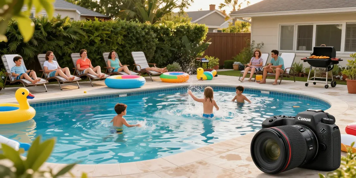 Dolphin Pool Services enhancing family fun in a beautifully maintained pool, with kids playing and adults relaxing.