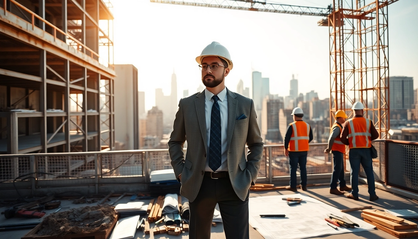 Manhattan General Contractor managing a vibrant construction site with New York skyline.