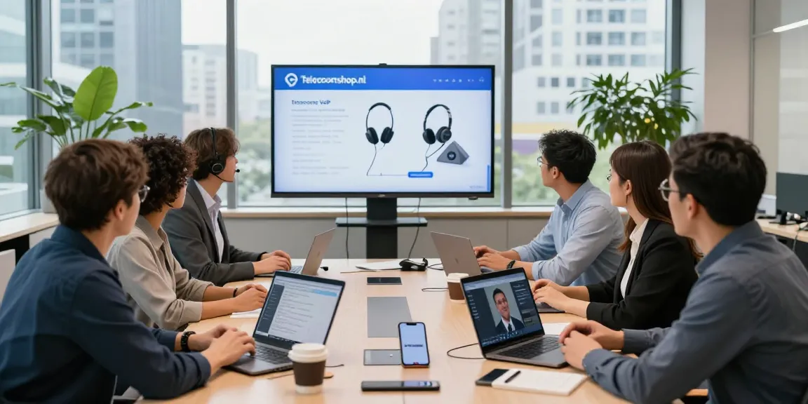 Professionals collaborating on telecom solutions at Telecomshop.nl.