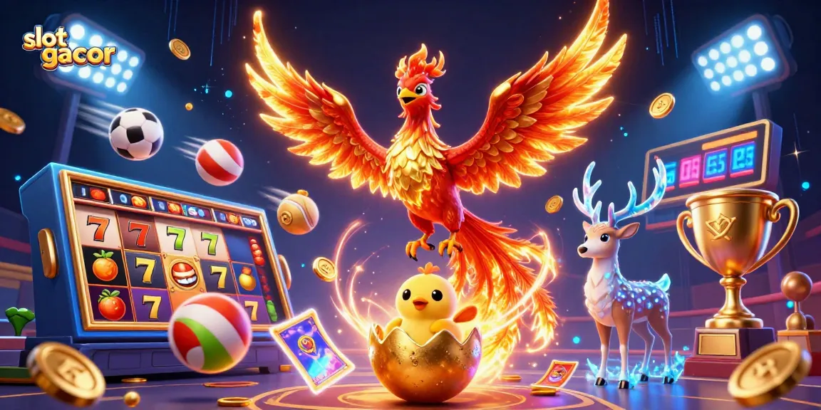 Experience high wins with slot gacor featuring dynamic game elements and characters in a vibrant scene.