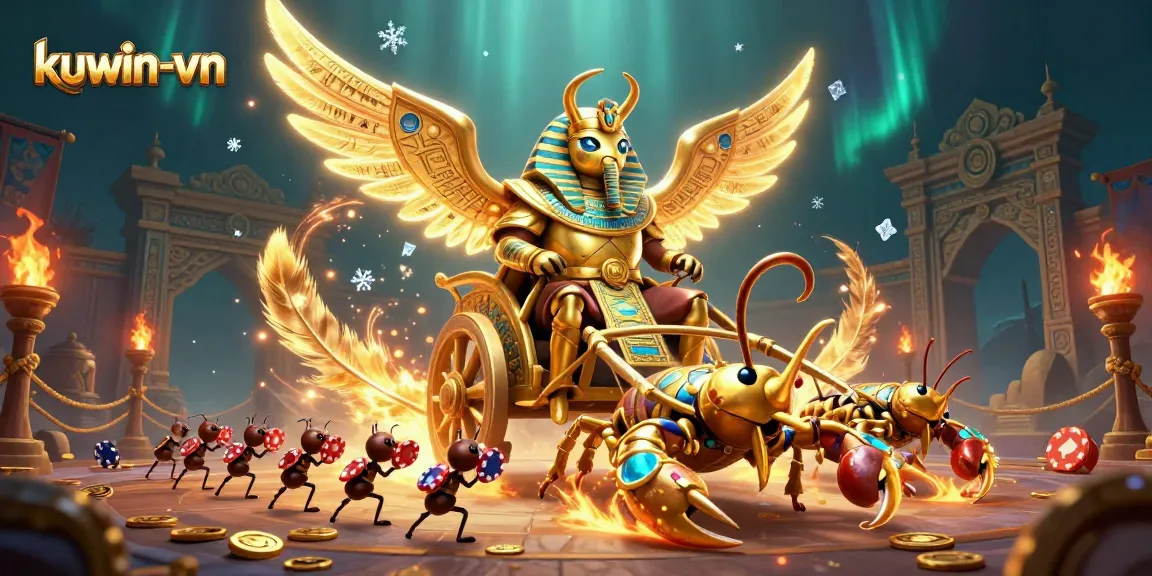 Engage in thrilling games at kuwin-vn with a vibrant casino-themed illustration