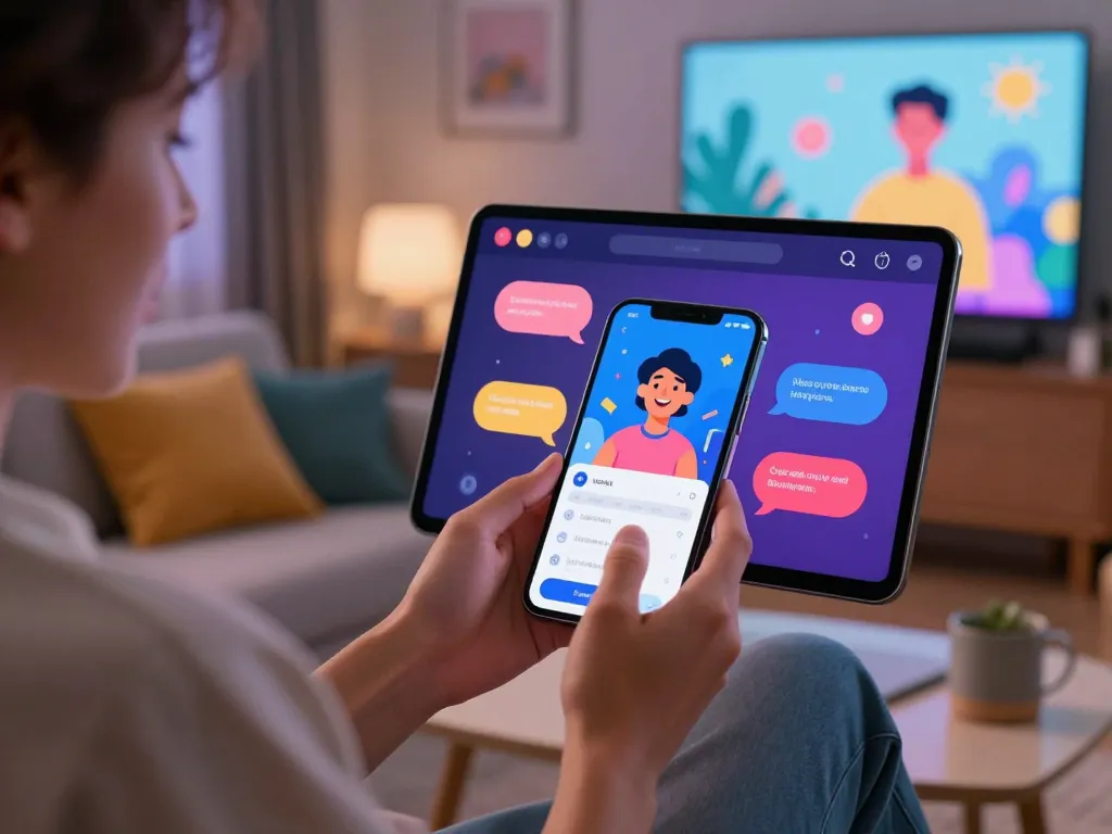 Engaging user interacting with a chatbot in a vibrant setting, showcasing porn ai chat technology.