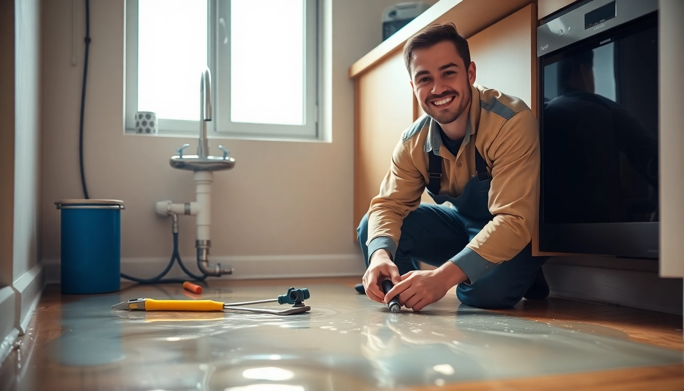 Plumbing emergency NYC: professional plumber addressing a burst pipe in a home.