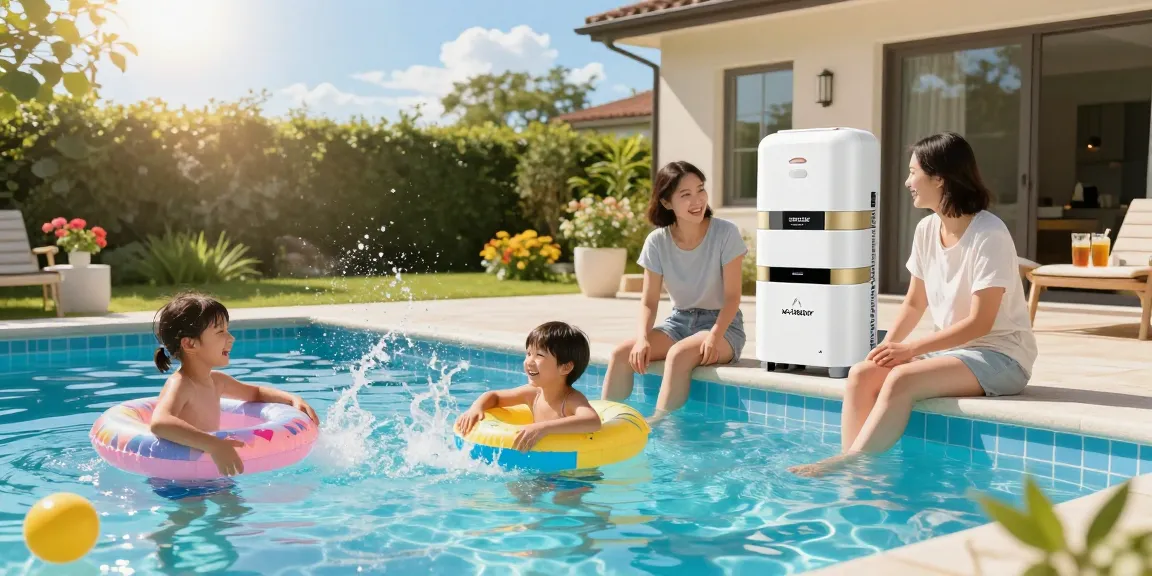 Family enjoying a sunny pool day with the best salt water chlorinator ensuring clean water