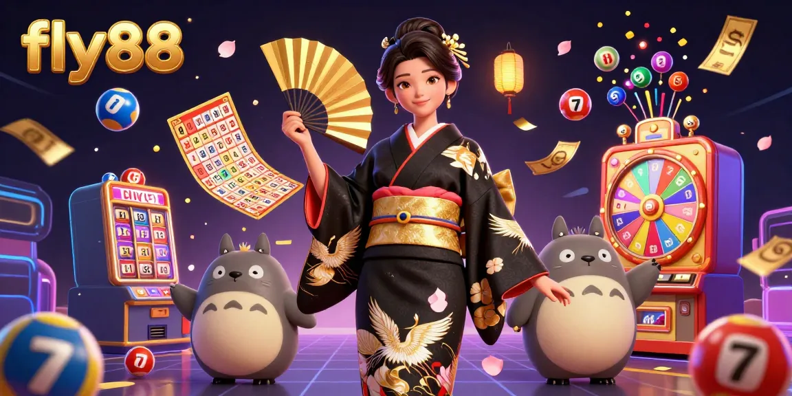 Experience thrilling games at fly88, featuring vibrant lottery elements and a striking 3D casino scene.