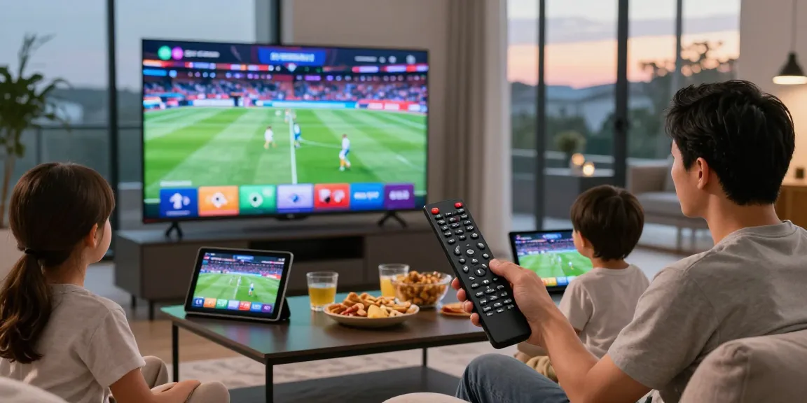Family enjoying iptv kopen experience in a cozy living room with premium entertainment.