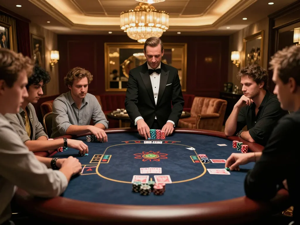 88xeng poker game moment with players engaged at lavish table in VIP casino