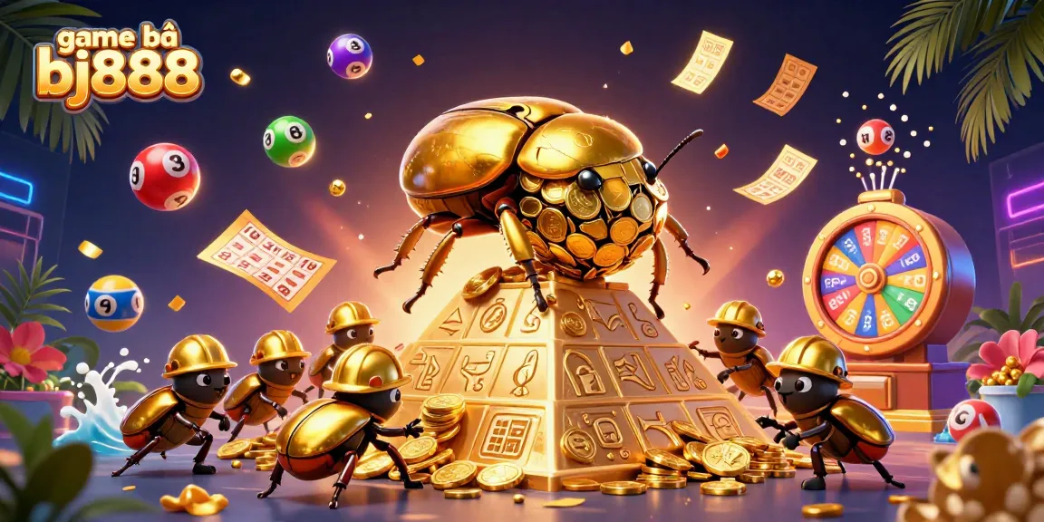 Engage with exciting game bài bj888 featuring vibrant lottery balls and golden coins.
