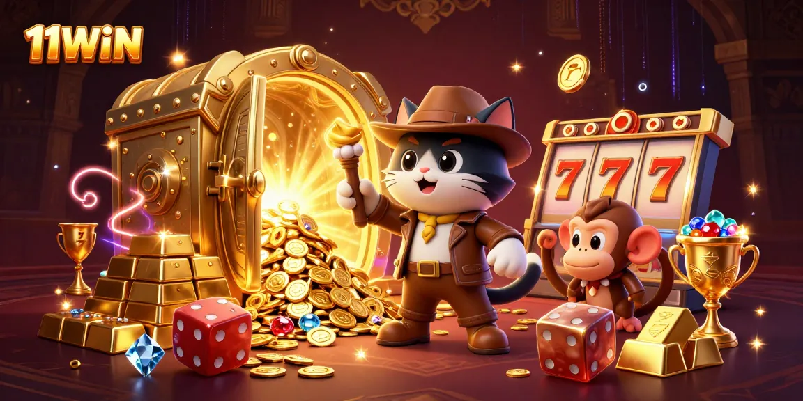 Experience the thrilling adventure of 11WIN as the explorer cat uncovers casino treasures.