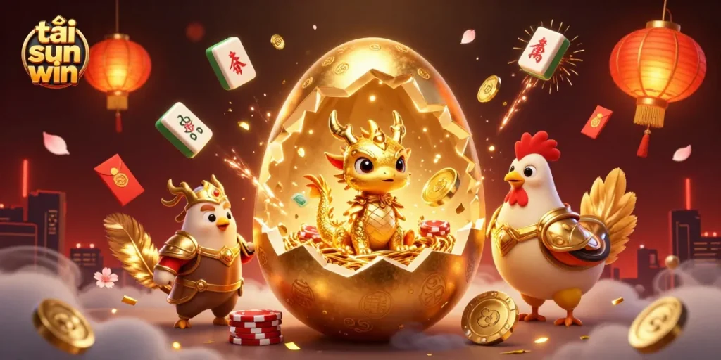 Win big while playing at Sunwin, discover the magic of the golden dragon and poker chip nest.
